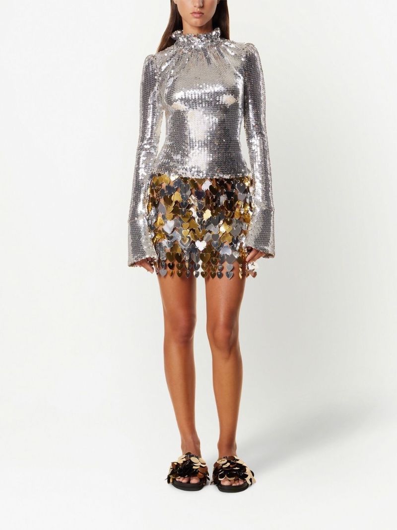 Silver Sequin-embellished Top