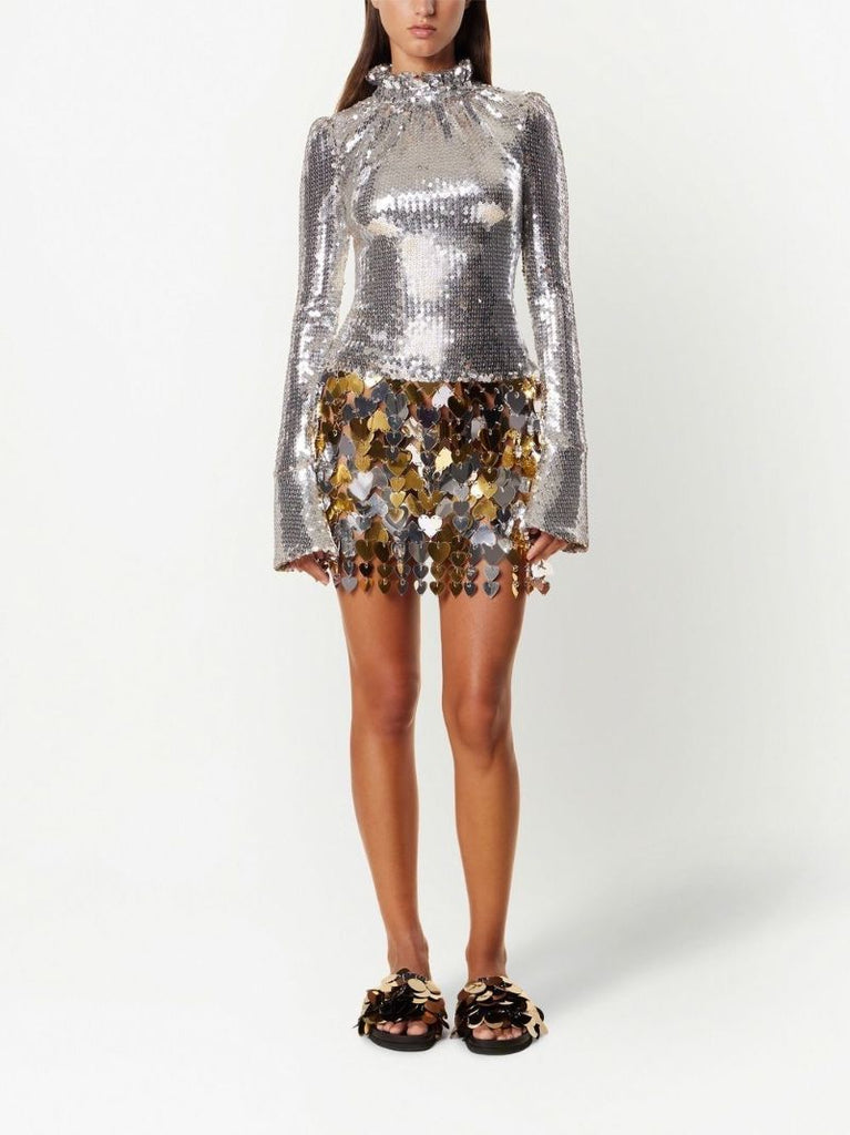 Silver Sequin-embellished Top