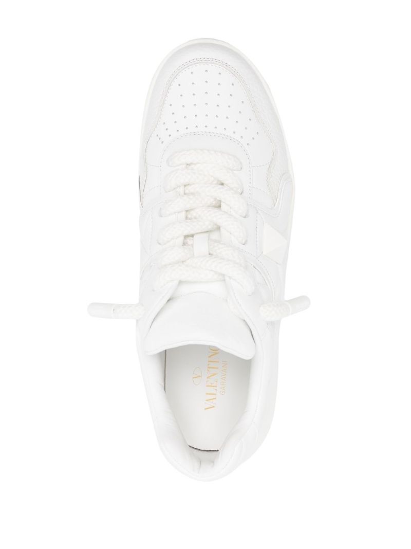 White One Stud Low-top Leather Sneakers