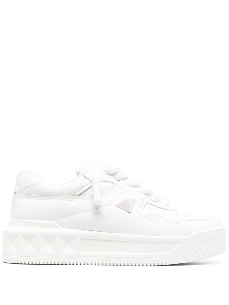 White One Stud Low-top Leather Sneakers