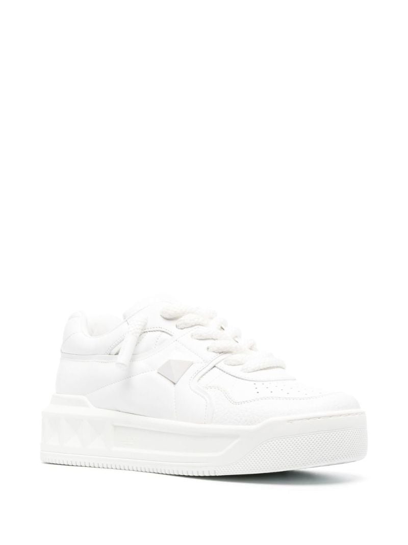 White One Stud Low-top Leather Sneakers