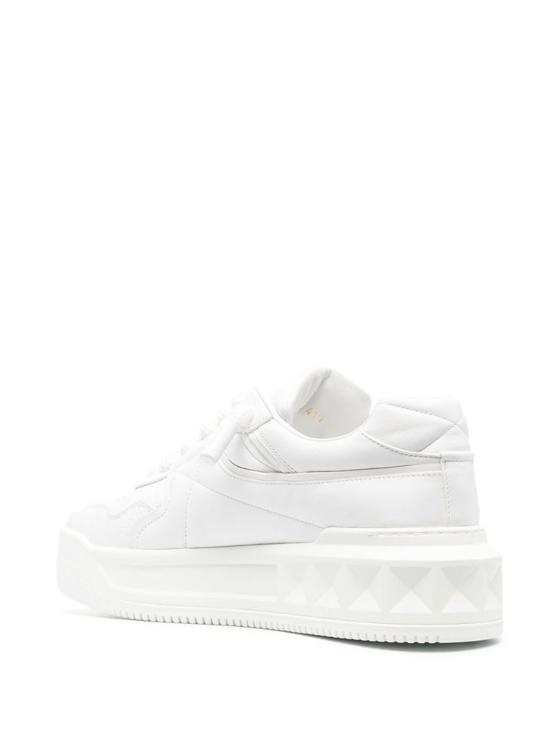 White One Stud Low-top Leather Sneakers