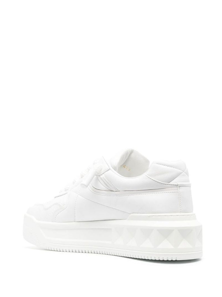 White One Stud Low-top Leather Sneakers