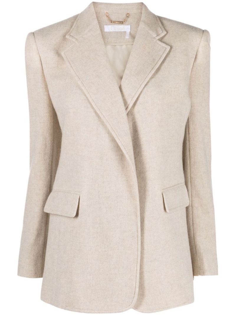 Neutral Double-breasted Blazer