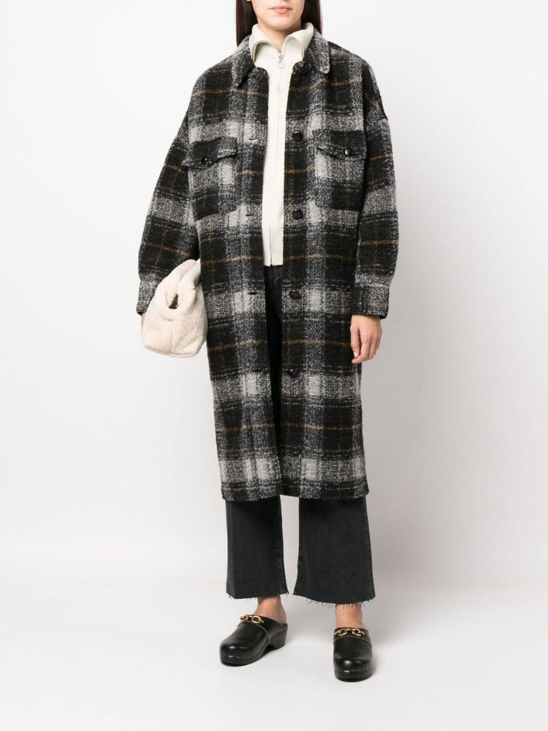 Black Fontizi Checked Coat