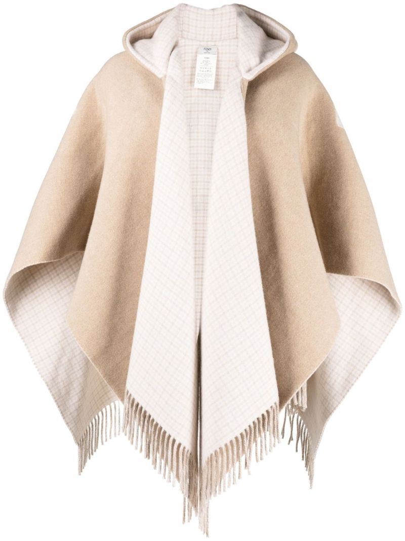 Neutral Logo Jacquard Hooded Cape