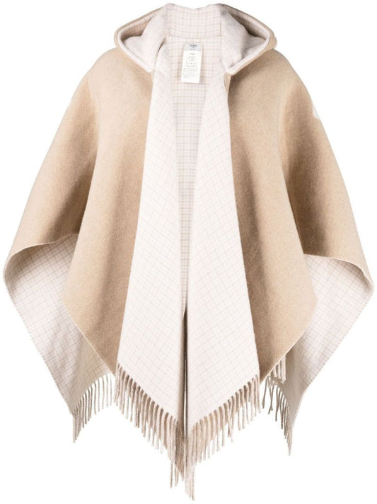 Neutral Logo Jacquard Hooded Cape