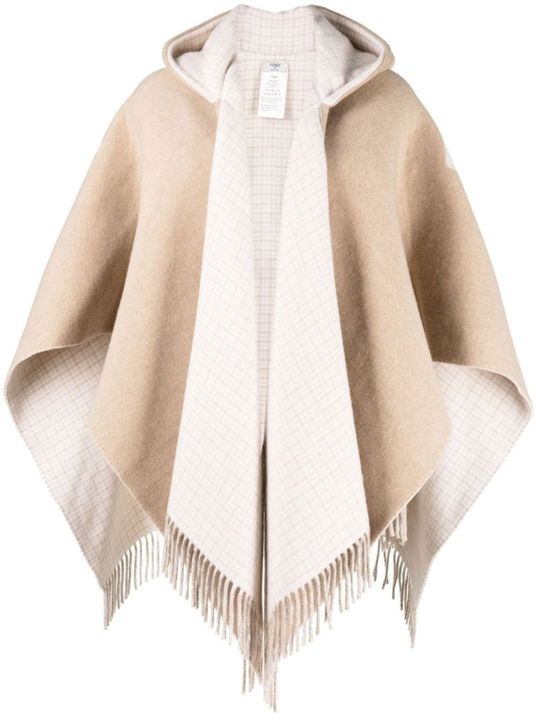 Neutral Logo Jacquard Hooded Cape