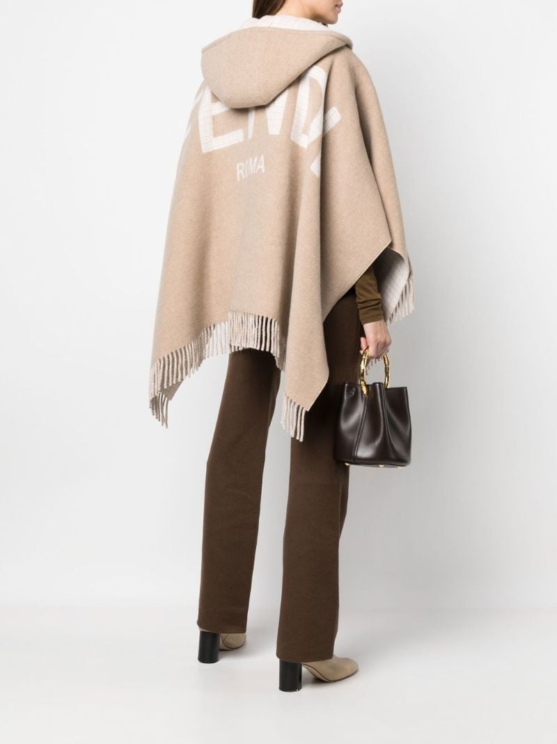 Neutral Logo Jacquard Hooded Cape