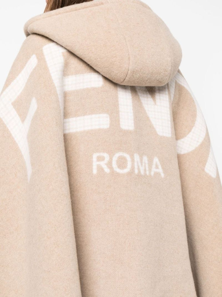 Neutral Logo Jacquard Hooded Cape