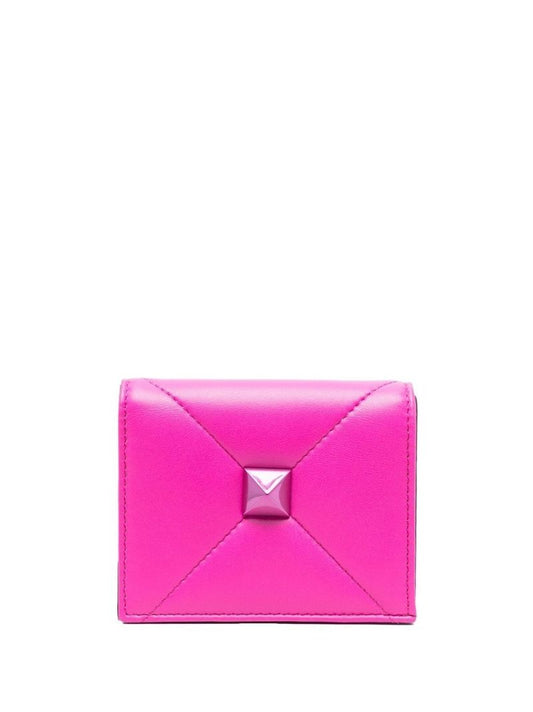 Pink Roman Stud Leather Wallet
