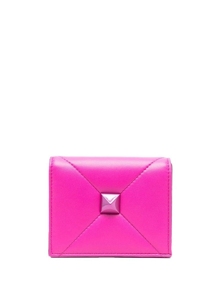 Pink Roman Stud Leather Wallet