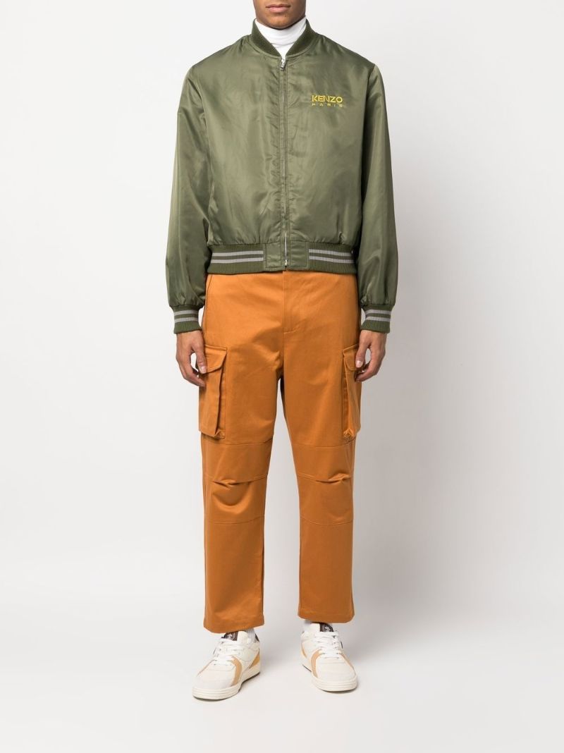 Green Logo Embroidered Bomber Jacket