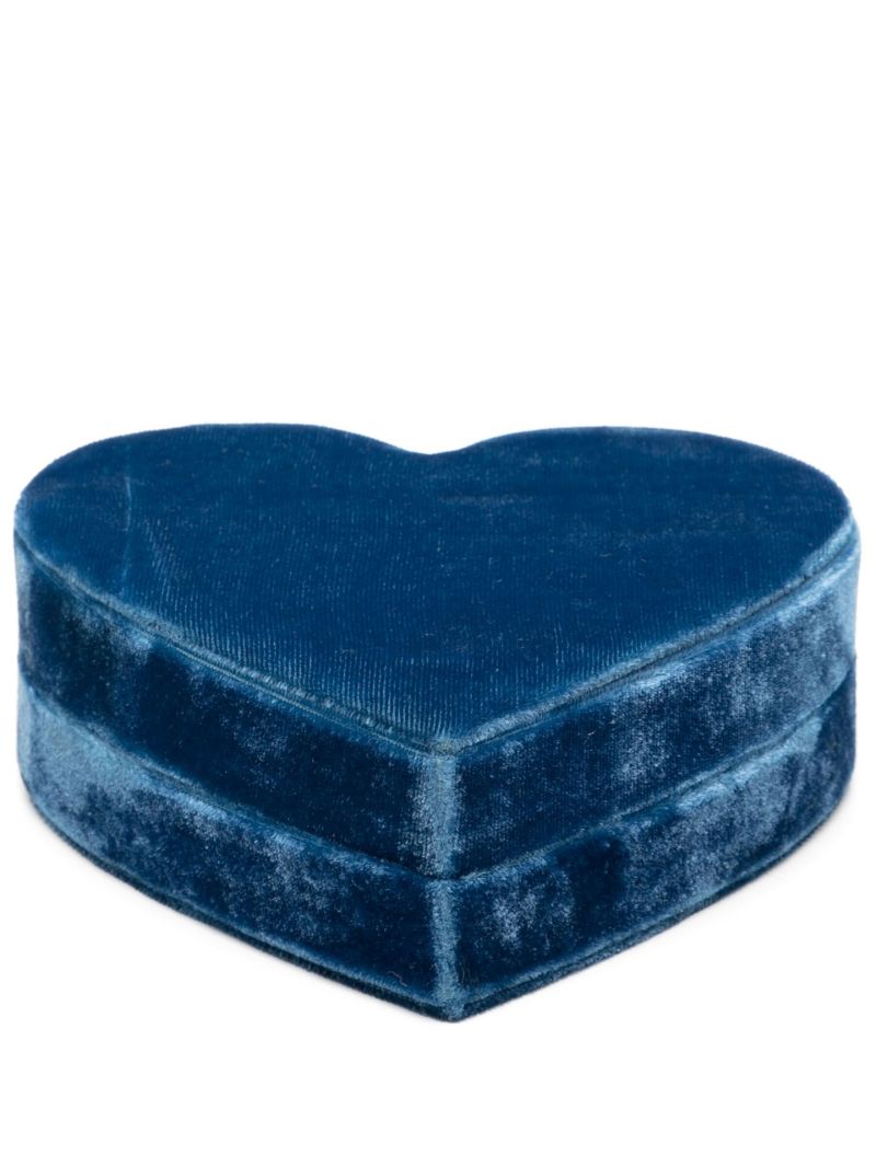 Blue Velvet Heart Jewellery Box