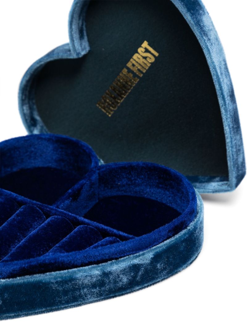 Blue Velvet Heart Jewellery Box