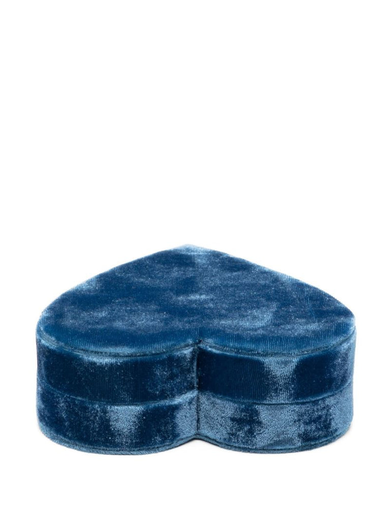 Blue Velvet Heart Jewellery Box