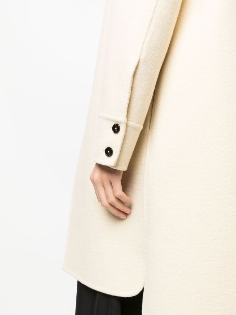 Neutral Virgin Wool Single-breasted Coat