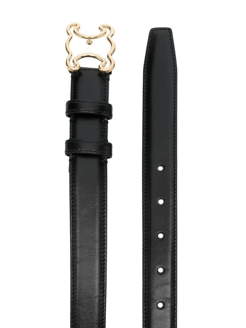 Black Triomphe Frame Buckle Leather Belt