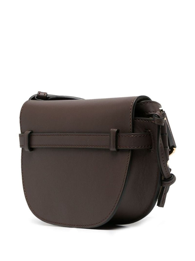 Brown Gate Logo Strap Leather Cross Body Bag