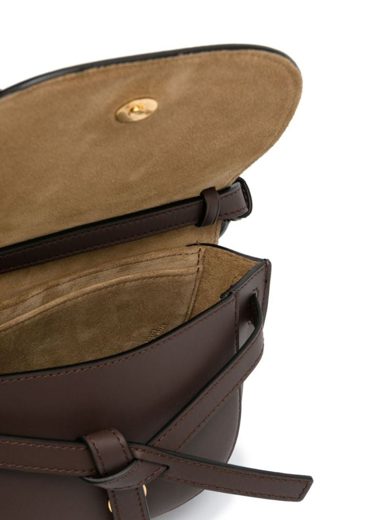 Brown Gate Logo Strap Leather Cross Body Bag