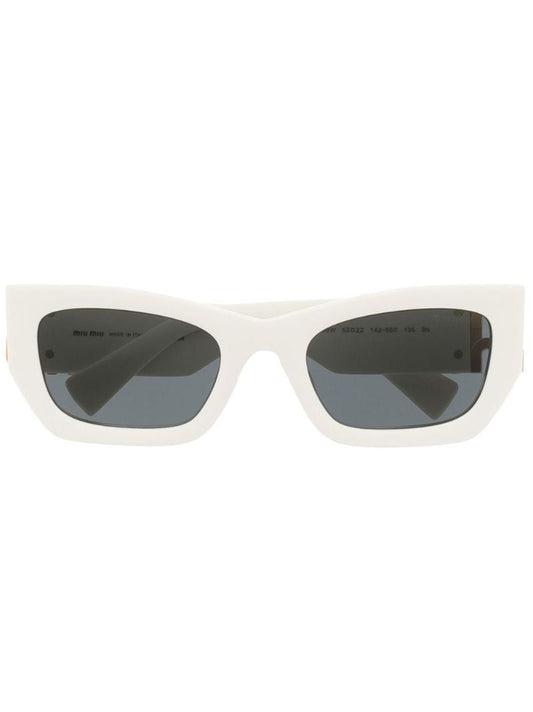 White Logo Plaque Rectangle Sunglasses