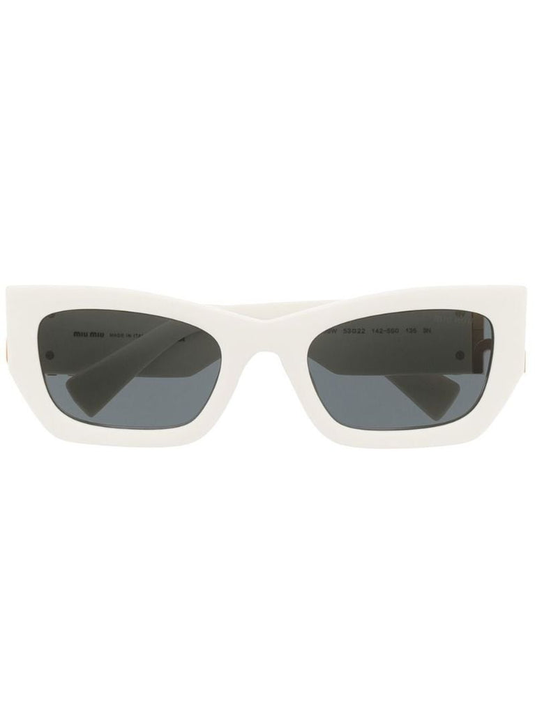 White Logo Plaque Rectangle Sunglasses