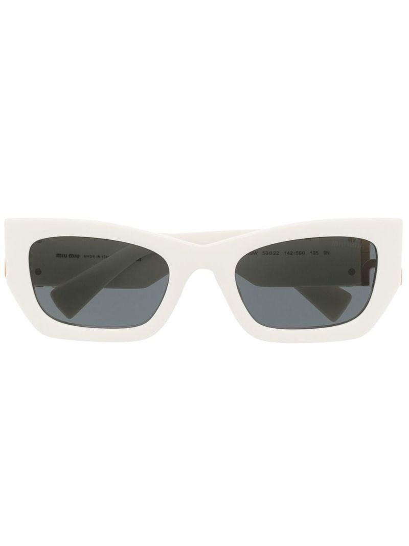 White Logo Plaque Rectangle Sunglasses