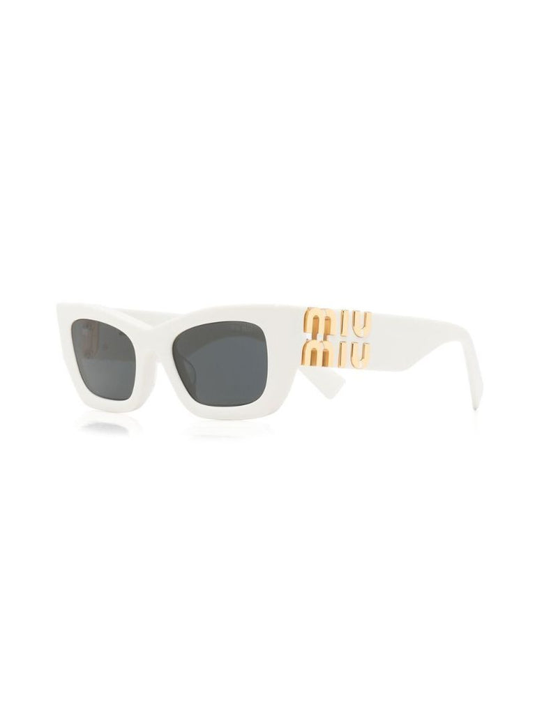 White Logo Plaque Rectangle Sunglasses