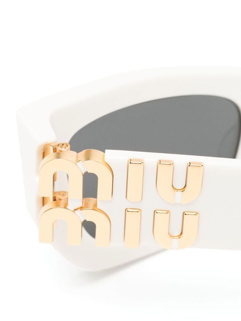 White Logo Plaque Rectangle Sunglasses