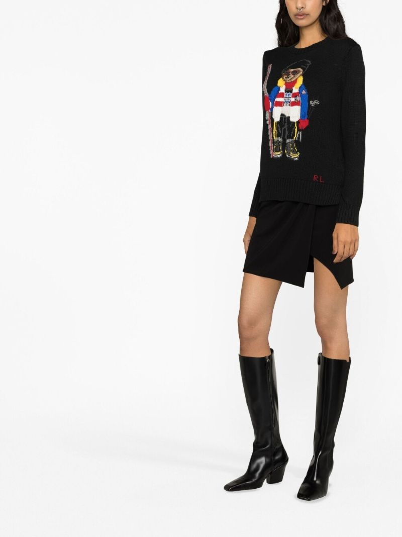 Black Ski Polo Bear Cotton Sweater