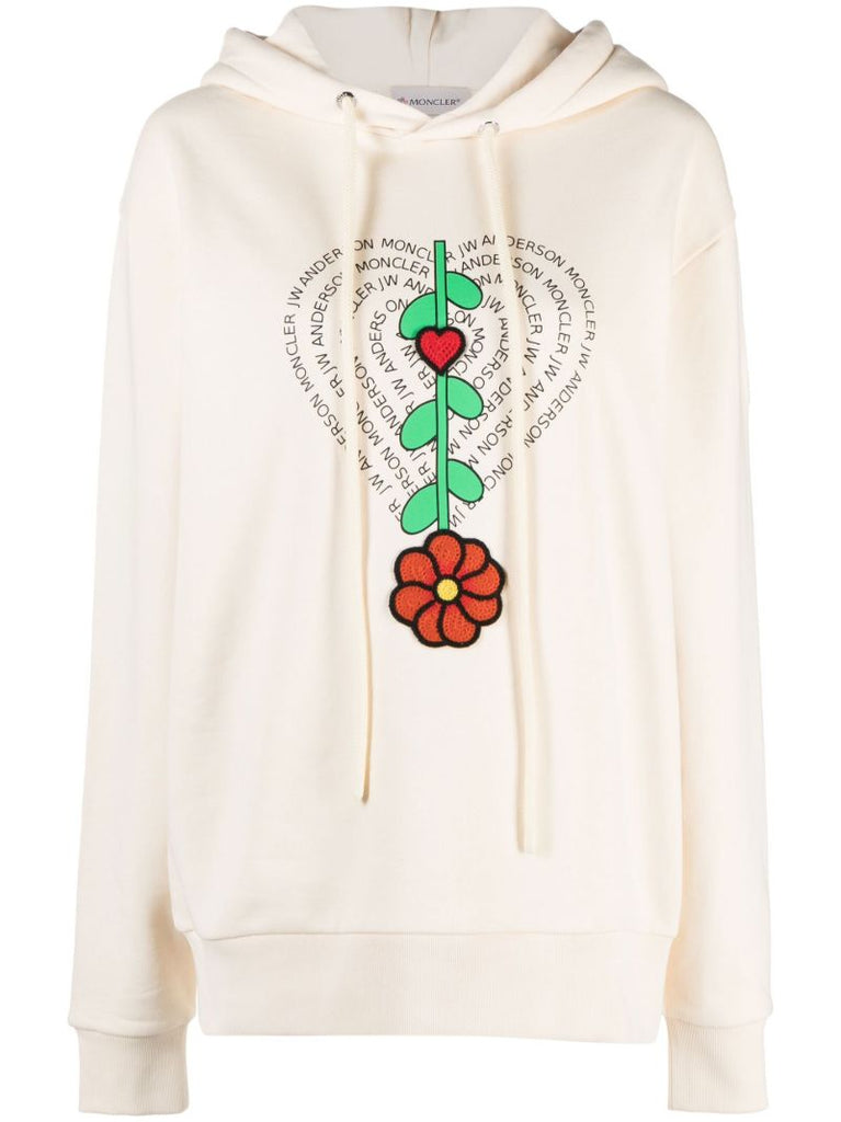 X Jw Anderson Neutral Logo Print Fleece Hoodie