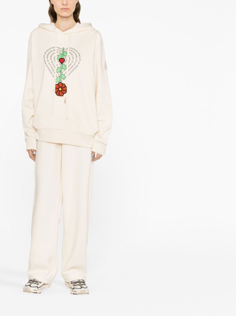 X Jw Anderson Neutral Logo Print Fleece Hoodie