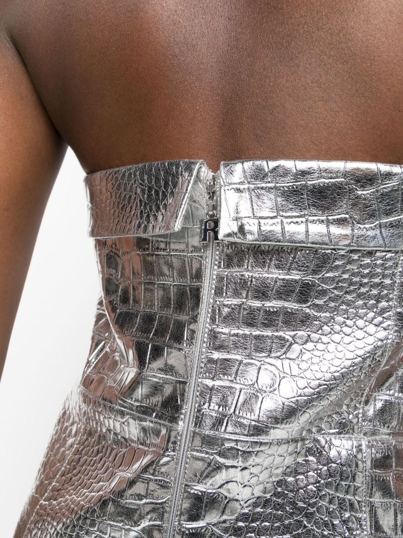 Silver Mock Croc Faux Leather Mini Dress