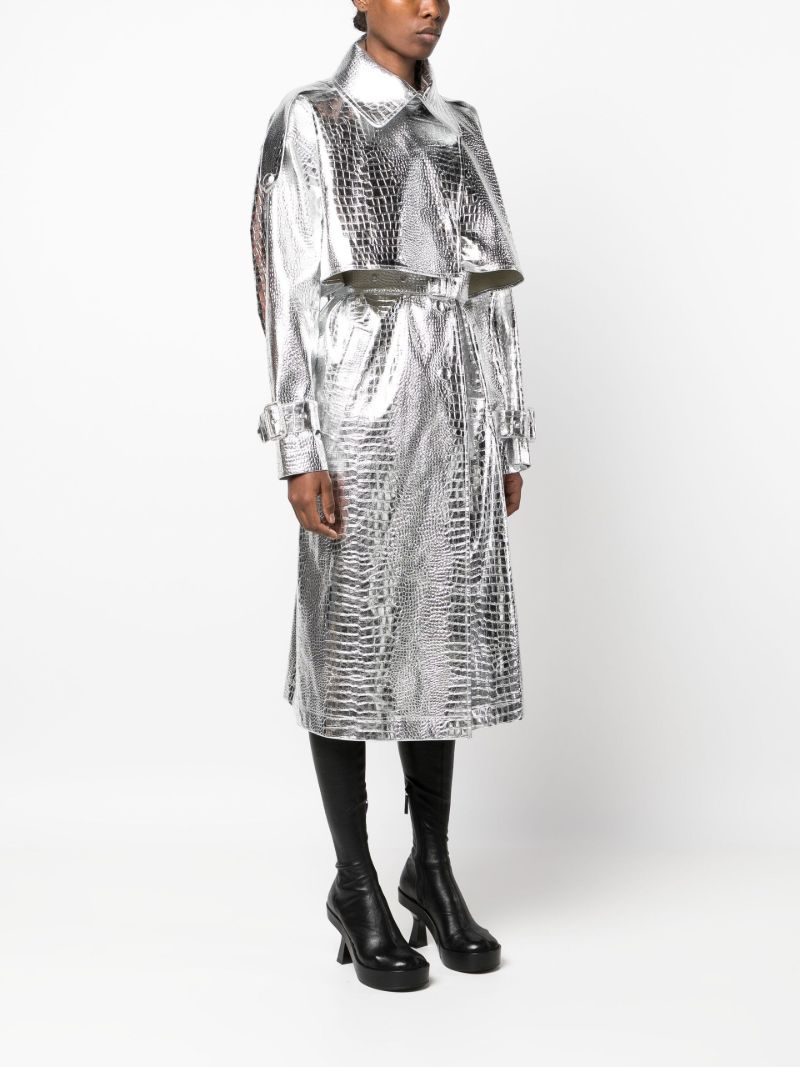 Silver Mock Croc Trench Coat