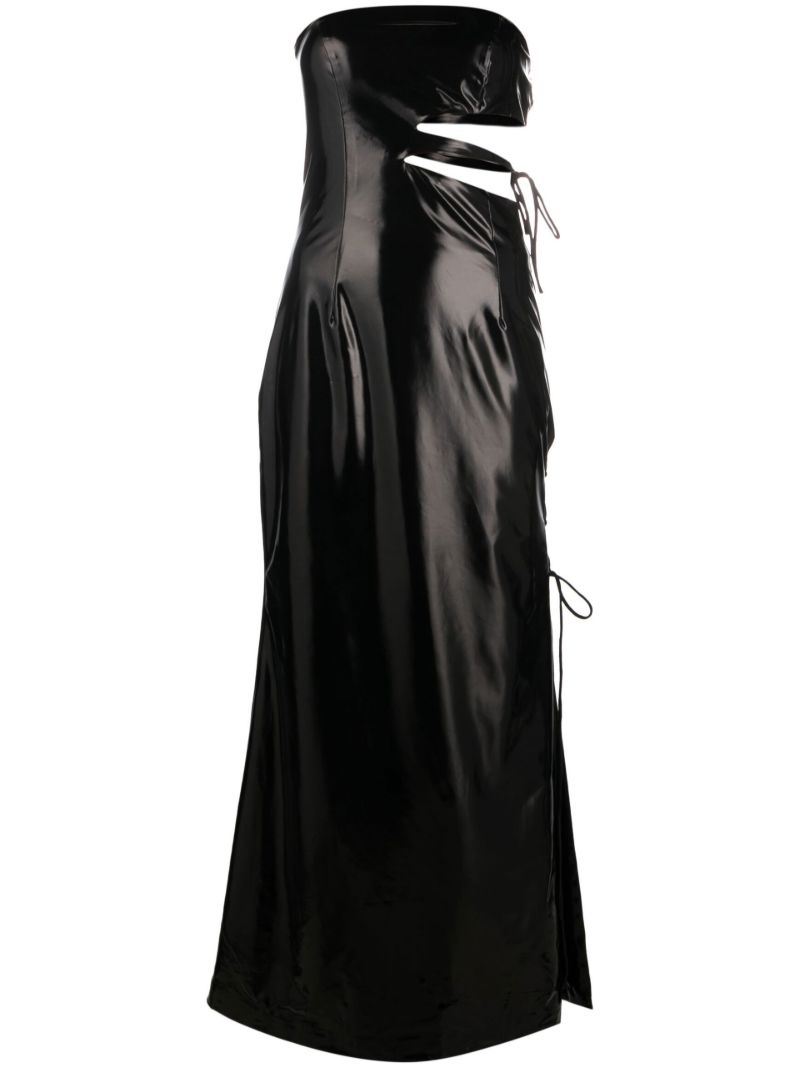 Black Vinyl Cut-out Maxi Dress
