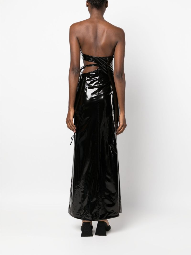 Black Vinyl Cut-out Maxi Dress