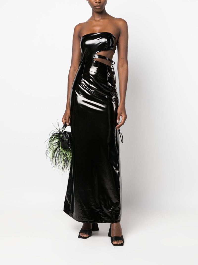 Black Vinyl Cut-out Maxi Dress