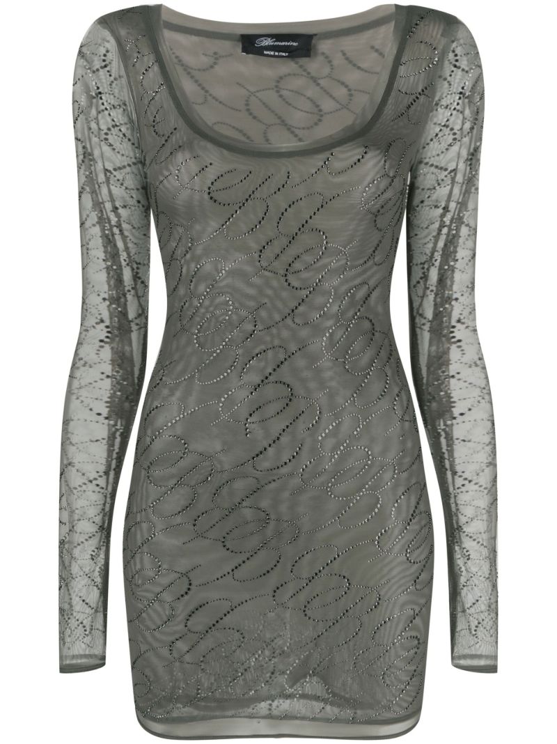 Grey Logo Mesh Mini Dress