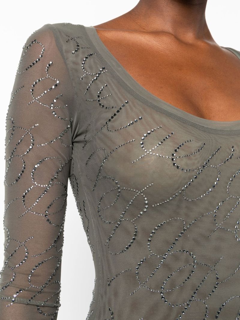 Grey Logo Mesh Mini Dress