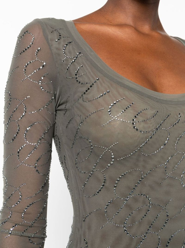 Grey Logo Mesh Mini Dress