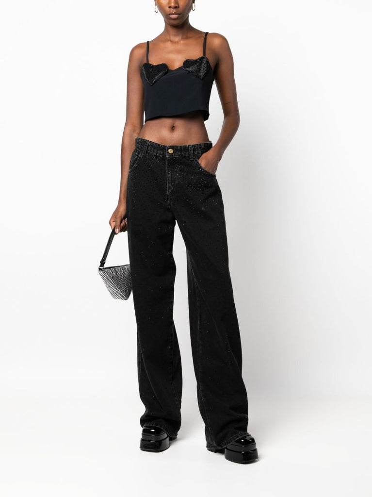 Black Heart AppliquÃ_x0083_Â© Cropped Cami Top