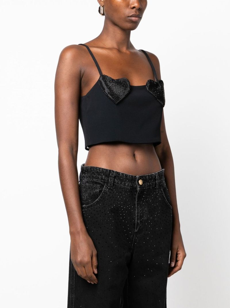 Black Heart AppliquÃ_x0083_Â© Cropped Cami Top