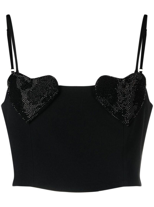 Black Heart AppliquÃ_x0083_Â© Cropped Cami Top