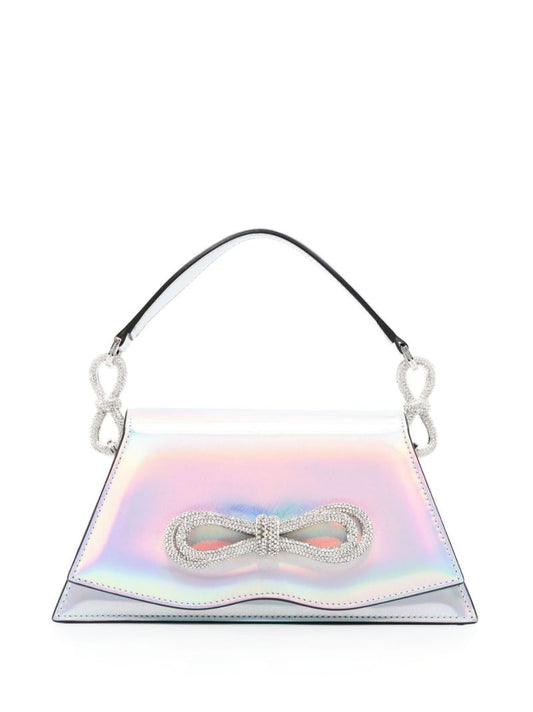 Silver Crystal Bow Leather Mini Bag