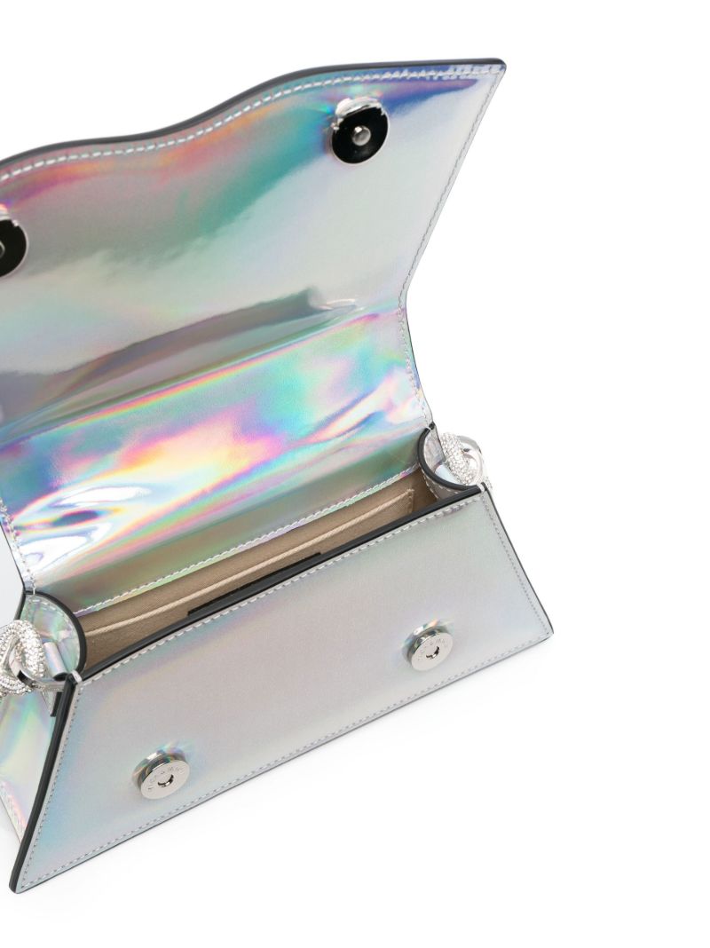 Silver Crystal Bow Leather Mini Bag