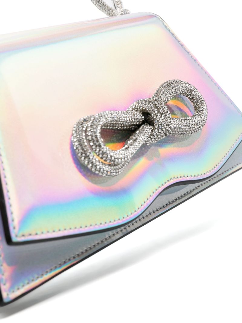 Silver Crystal Bow Leather Mini Bag