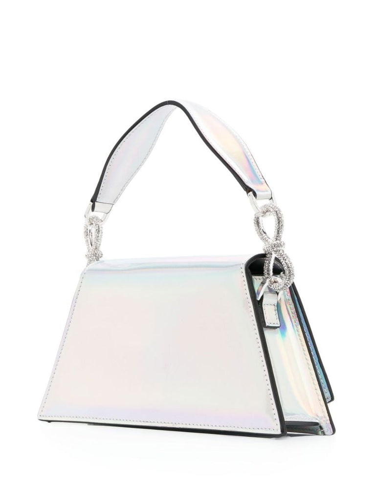 Silver Crystal Bow Leather Mini Bag