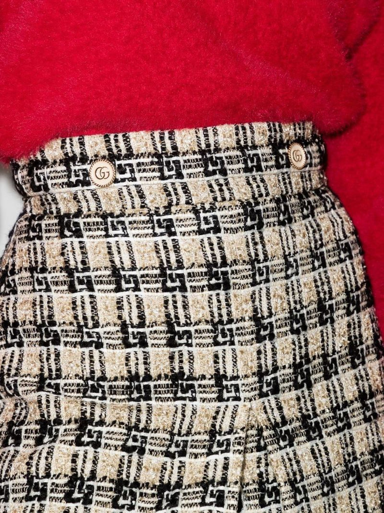 Gg Check Tweed Mini Skirt