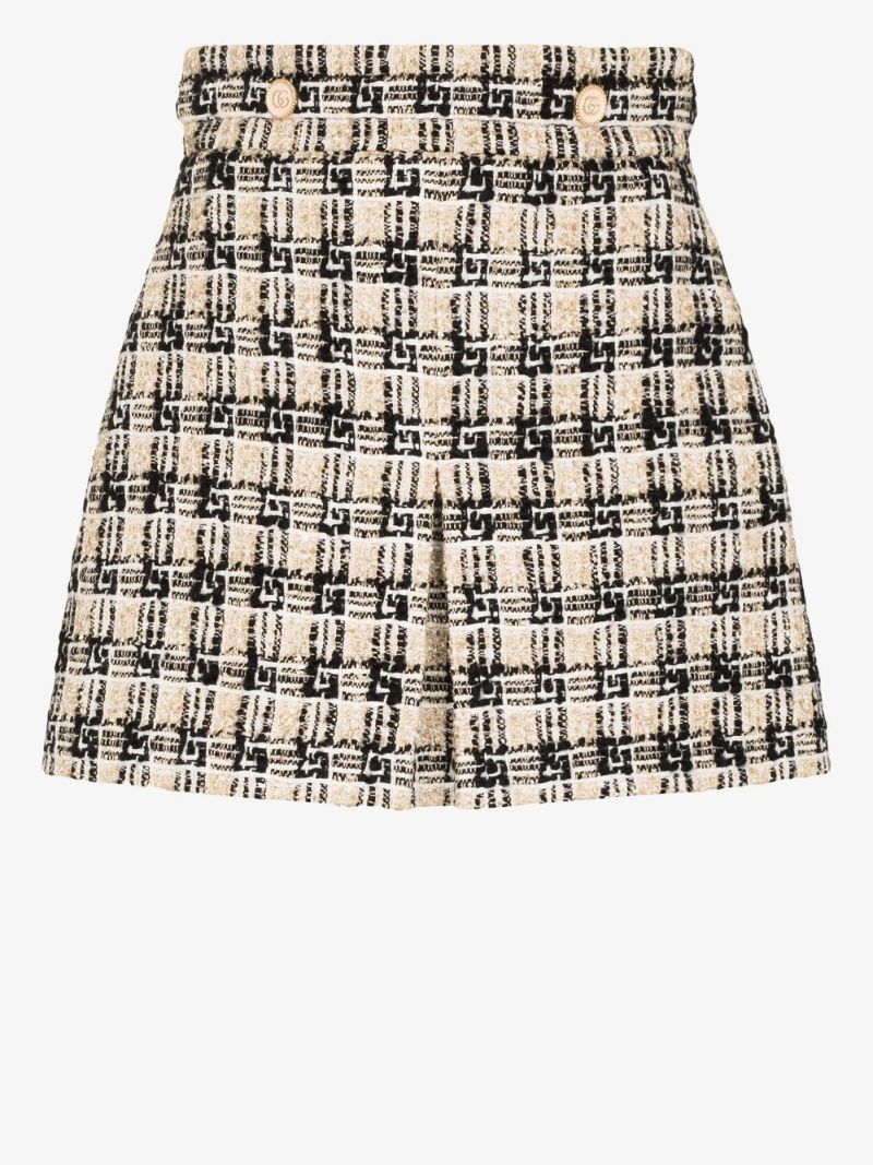 Gg Check Tweed Mini Skirt