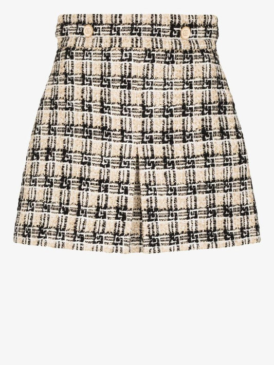 Gg Check Tweed Mini Skirt
